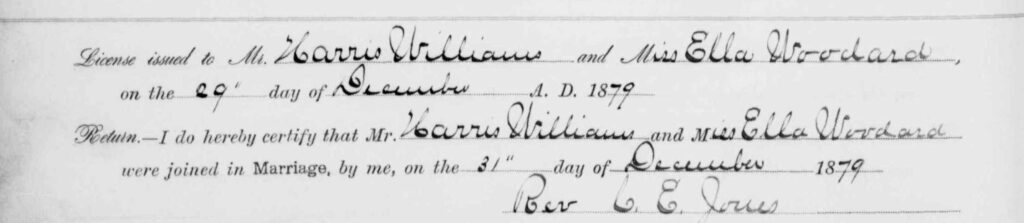 Harris Williams' Ohio marriage record